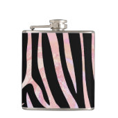 Zebra, zwart en roze afdrukken heupfles (Voorkant)