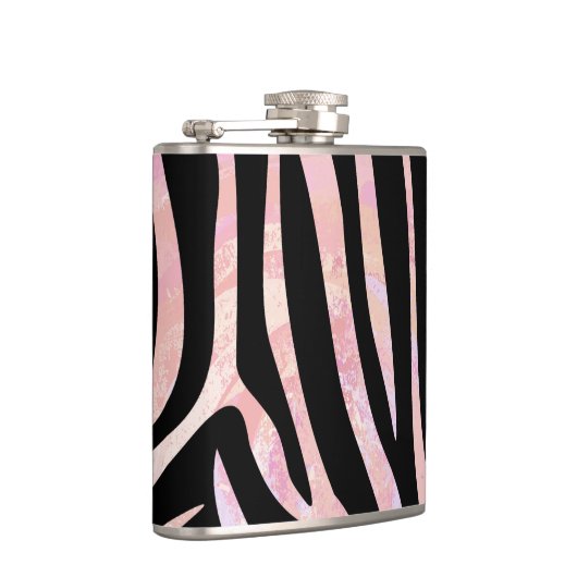Zebra, zwart en roze afdrukken heupfles (Rechts)