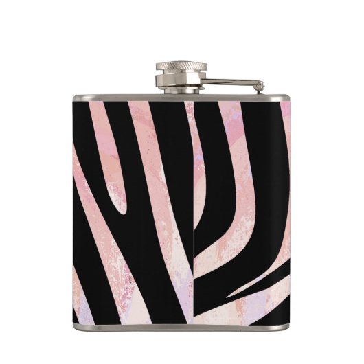 Zebra, zwart en roze afdrukken heupfles (Achterkant)