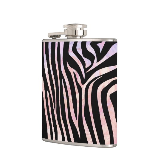 Zebra, zwart en roze afdrukken heupfles (Links)