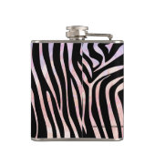 Zebra, zwart en roze afdrukken heupfles (Achterkant)