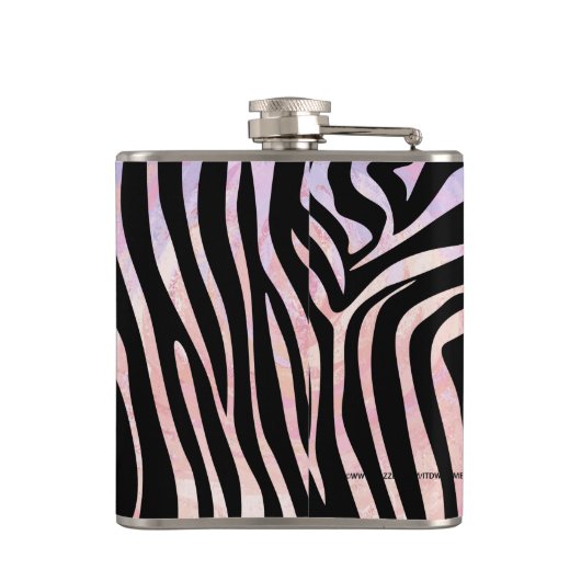 Zebra, zwart en roze afdrukken heupfles (Achterkant)