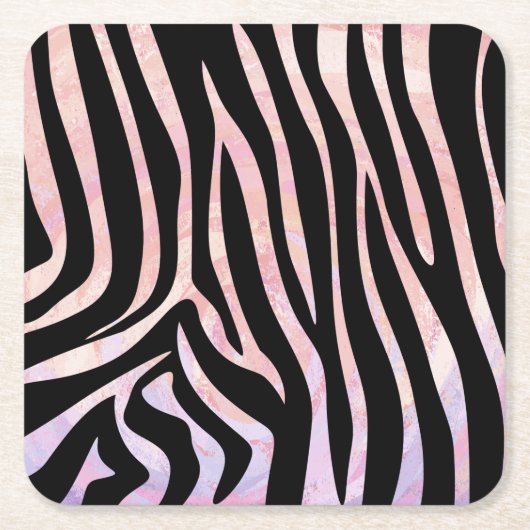 Zebra, zwart en roze afdrukken kartonnen onderzetters (Voorkant)
