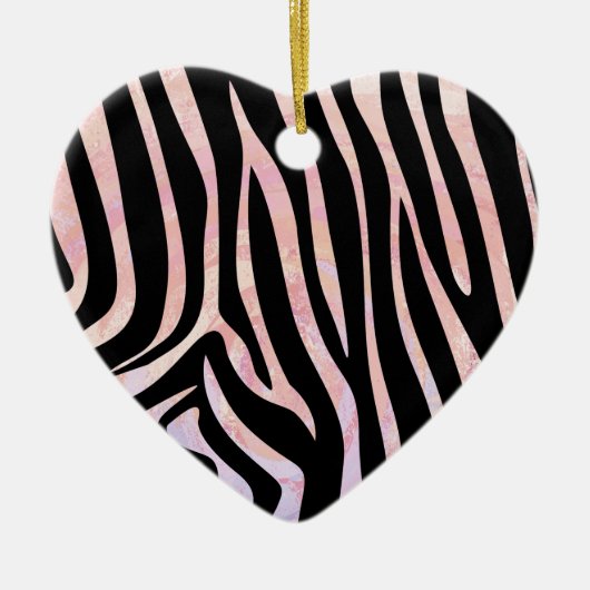 Zebra, zwart en roze afdrukken keramisch ornament (Voorkant)