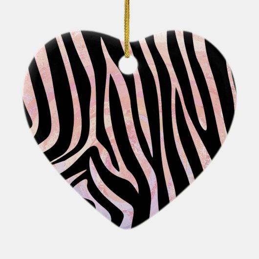 Zebra, zwart en roze afdrukken keramisch ornament (Achterkant)