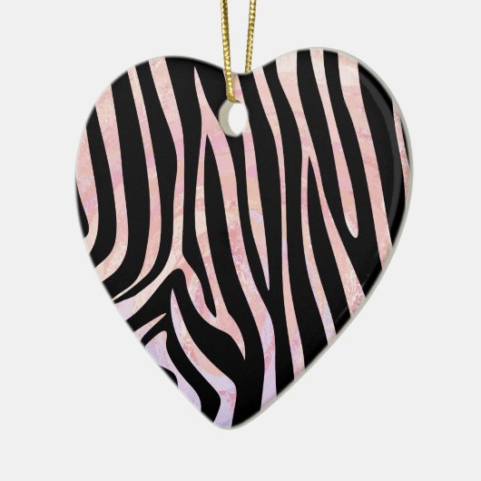 Zebra, zwart en roze afdrukken keramisch ornament (Links)