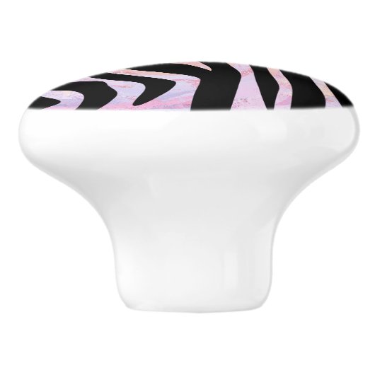 Zebra, zwart en roze afdrukken keramische knop (Zijkant)