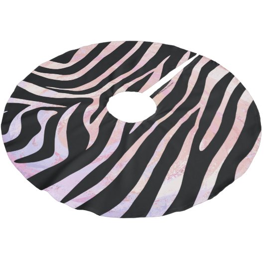 Zebra, zwart en roze afdrukken kerstboom rok (Gekanteld)