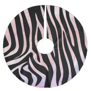 Zebra, zwart en roze afdrukken kerstboom rok
