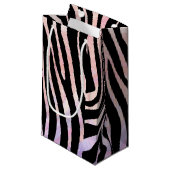 Zebra, zwart en roze afdrukken klein cadeauzakje (Voorkant Gekanteld)