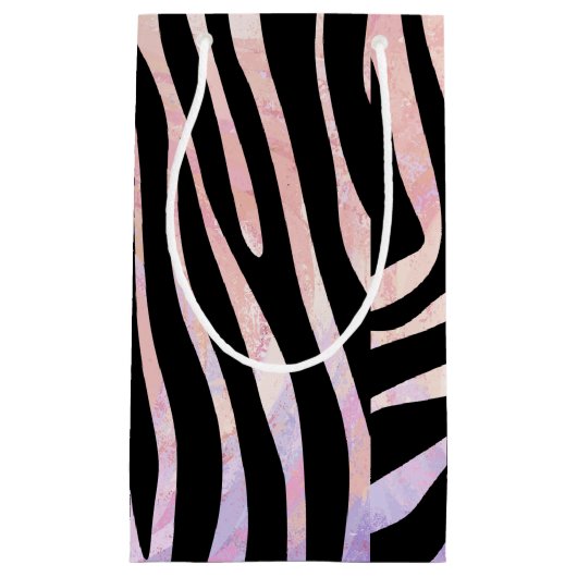 Zebra, zwart en roze afdrukken klein cadeauzakje (Voorkant)