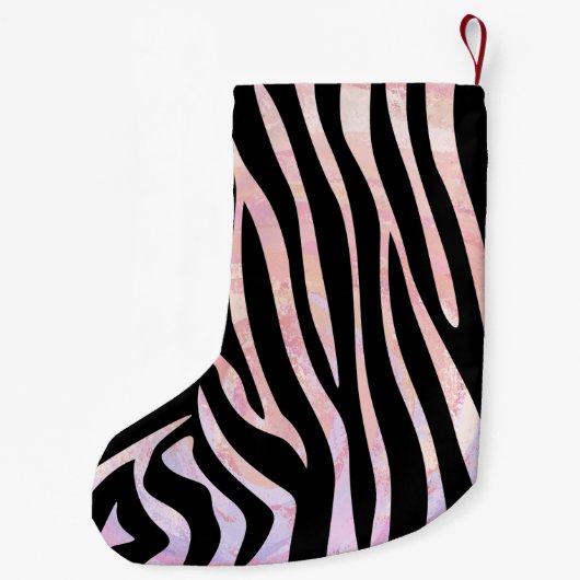Zebra, zwart en roze afdrukken kleine kerstsok (Achterkant)