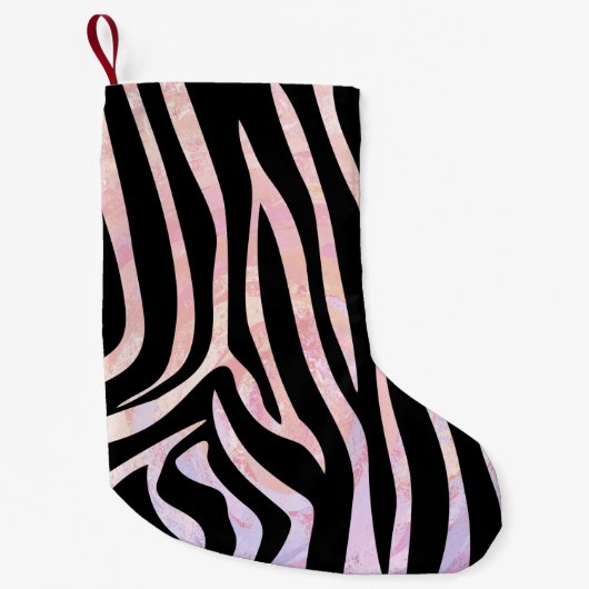 Zebra, zwart en roze afdrukken kleine kerstsok (Voorkant)
