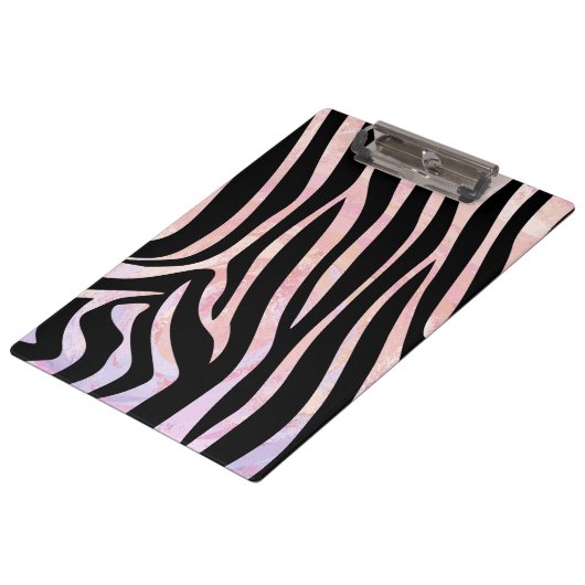 Zebra, zwart en roze afdrukken klembord (Gekanteld)