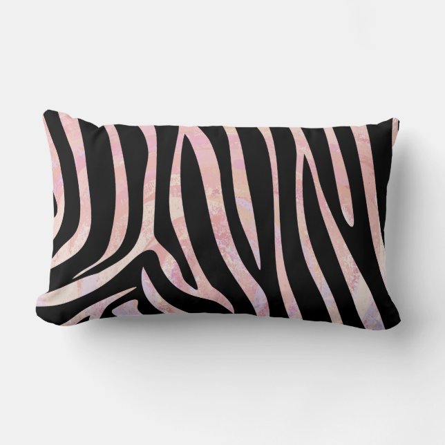 Zebra, zwart en roze afdrukken kussen (Voorkant)