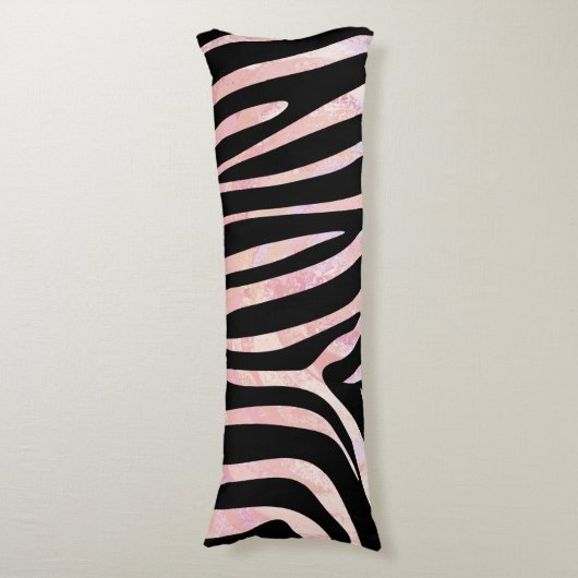 Zebra, zwart en roze afdrukken lichaamskussen (Voorkant Verticaal)