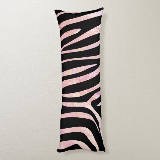 Zebra, zwart en roze afdrukken lichaamskussen (Achterkant (Verticaal))