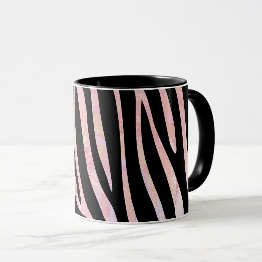 Zebra, zwart en roze afdrukken mok (Voorkant rechts)