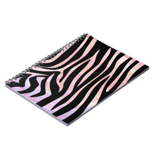 Zebra, zwart en roze afdrukken notitieboek