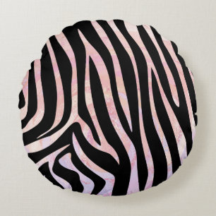 Zebra, zwart en roze afdrukken rond kussen