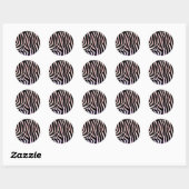 Zebra, zwart en roze afdrukken ronde sticker (Vel)