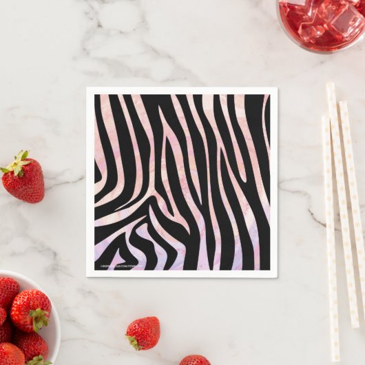 Zebra, zwart en roze afdrukken servet (Insitu)
