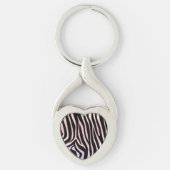 Zebra, zwart en roze afdrukken sleutelhanger (Voorkant)
