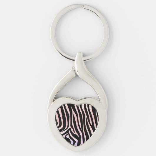 Zebra, zwart en roze afdrukken sleutelhanger (Voorkant)