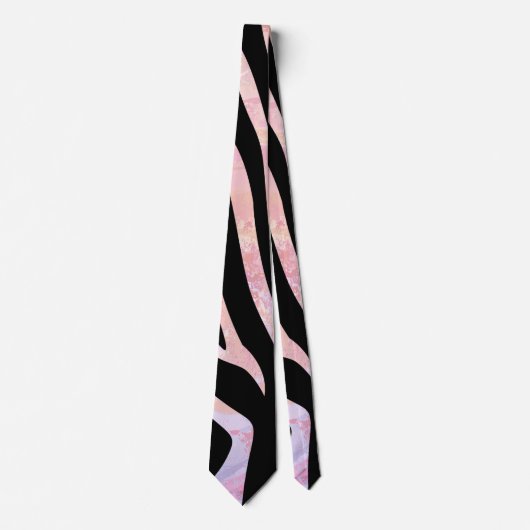 Zebra, zwart en roze afdrukken stropdas (Voorkant)