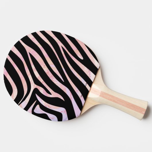 Zebra, zwart en roze afdrukken tafeltennisbatje (Zijkant)