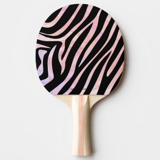Zebra, zwart en roze afdrukken tafeltennisbatje (Voorkant)