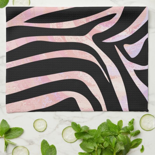 Zebra, zwart en roze afdrukken theedoek (Gevouwen)