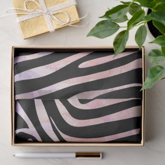 Zebra, zwart en roze afdrukken tissuepapier (Geschenk)