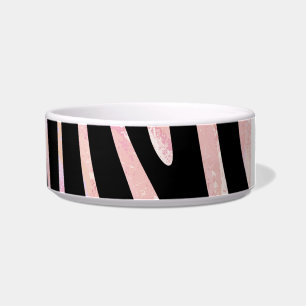 Zebra, zwart en roze afdrukken voerbakje