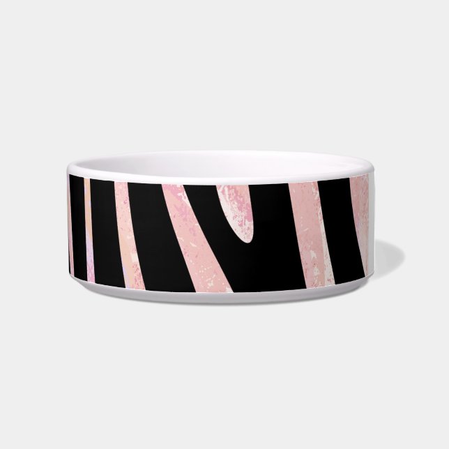 Zebra, zwart en roze afdrukken voerbakje (Rechts)