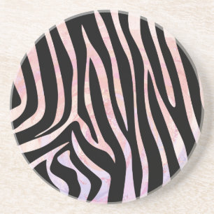 Zebra, zwart en roze afdrukken zandsteen onderzetter