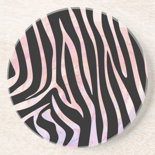 Zebra, zwart en roze afdrukken zandsteen onderzetter (Voorkant)