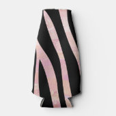 Zebra Zwart en Roze Print Flesjeskoeler (Voorkant)