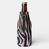 Zebra Zwart en Roze Print Flesjeskoeler (Fles Achterkant)