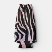 Zebra Zwart en Roze Print Flesjeskoeler (Achterkant)