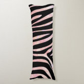 Zebra Zwart en Roze Print Lichaamskussen (Voorkant Verticaal)
