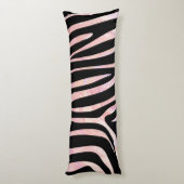 Zebra Zwart en Roze Print Lichaamskussen (Achterkant (Verticaal))