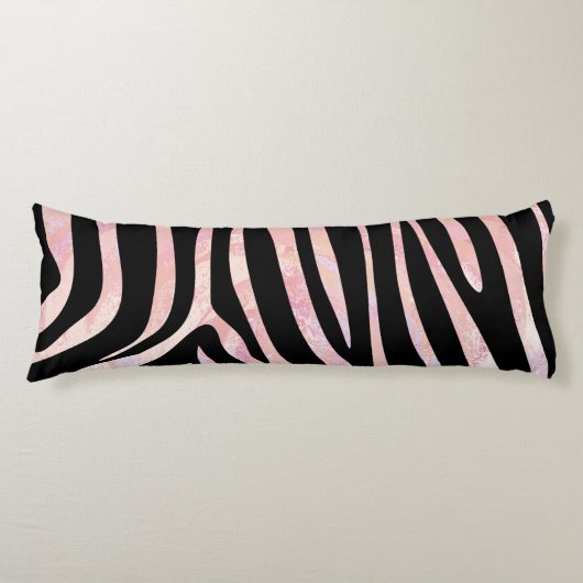 Zebra Zwart en Roze Print Lichaamskussen (Voorkant)
