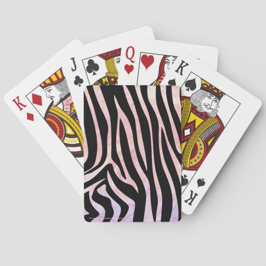 Zebra Zwart en Roze Print Pokerkaarten (Achterkant)