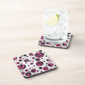 Zebra zwart en warm roze Piloka Dot Bier Onderzetter (Rechterzijde)