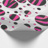 Zebra zwart en warm roze Piloka Dot Cadeaupapier (Hoek)