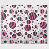 Zebra zwart en warm roze Piloka Dot Cadeaupapier (Vlak)