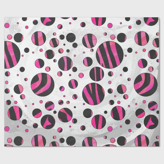 Zebra zwart en warm roze Piloka Dot Cadeaupapier (Vlak)