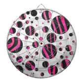 Zebra zwart en warm roze Piloka Dot Dartbord (Voorkant)