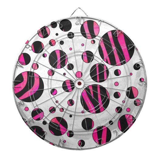 Zebra zwart en warm roze Piloka Dot Dartbord (Voorkant)